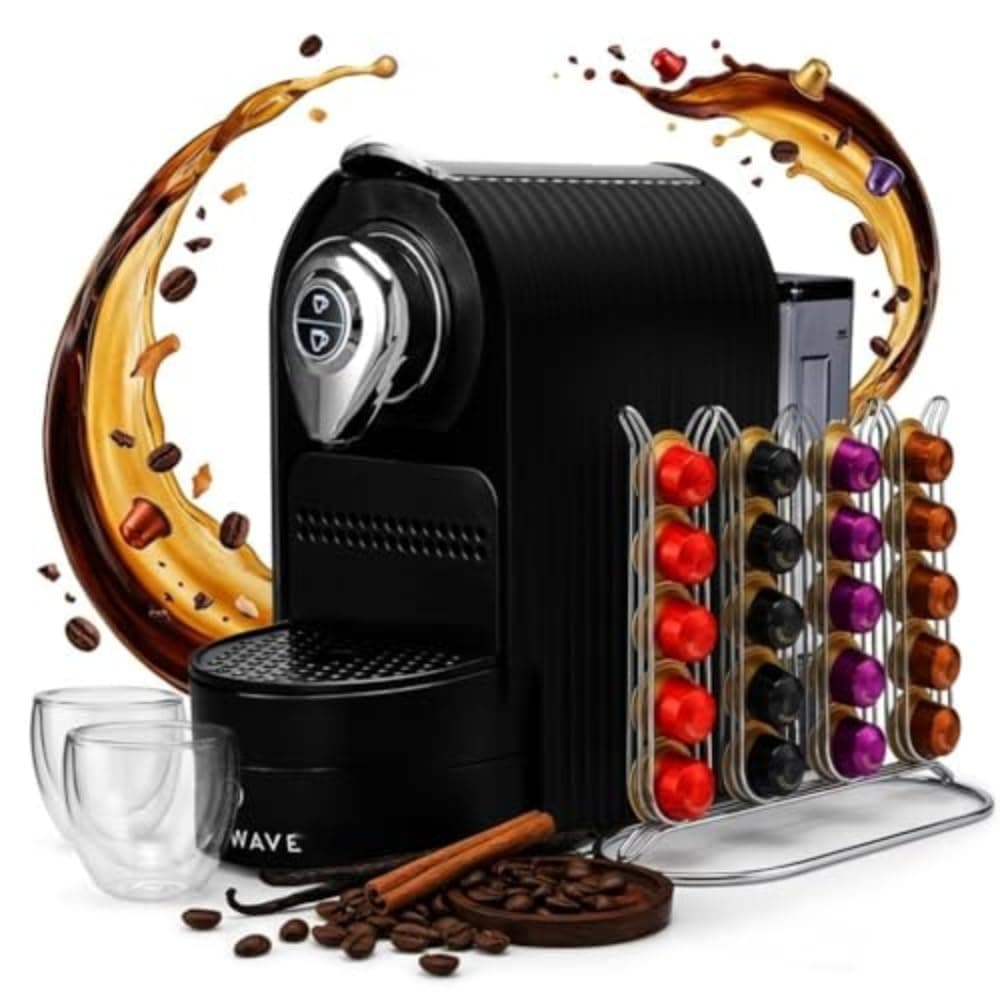 Káva Espresso Machine - Nespresso-Compatible, 20 Bar Pressure, Fast Heat-Up, Compact Design, Auto Off, Dishwasher-Safe Water Tank