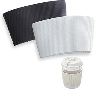 Coffee Cup Sleeve, 2 Pcs Silicone Cup Covers for Drinks (Black and White) Coffee Cup Sleeve Reusable Glass Bottle Mug Cup Sleeve Protector Cover
