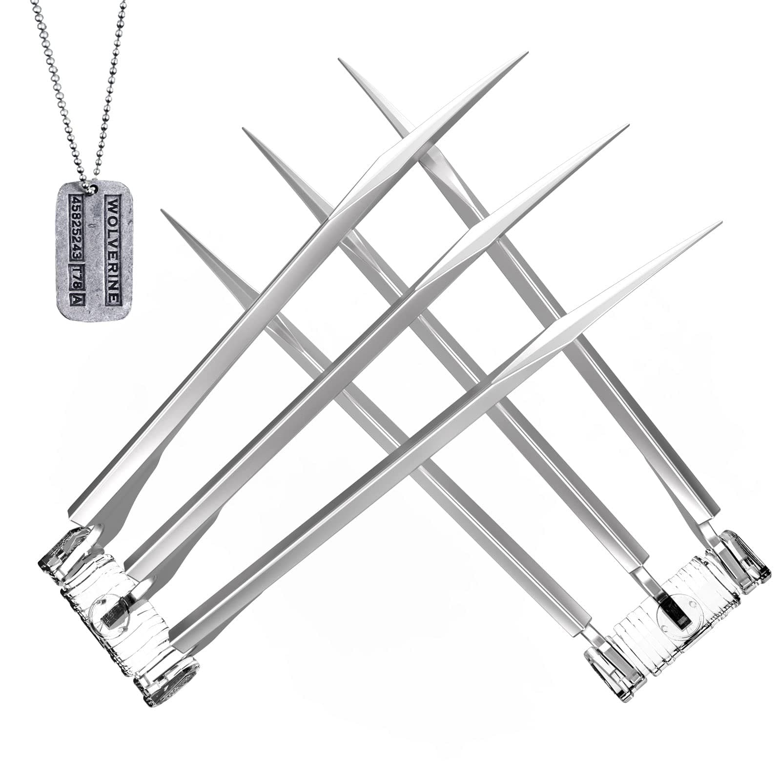 DMAR Wolf Claws Anti-Break Real Wolf Claws Adult Wolf Claws Realistic Wolf’s Claws Plastic Wolf Real Claws X-men Wolf Claws for Kids, Silver, L