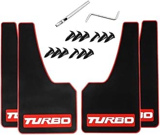 YUNM 4 pcs Car Rubber Mudguard Mud Flaps Splash Guards Rubber Mudguard for Sports Mud Flaps Guards Splash Front and Rear Universal (Turbo)