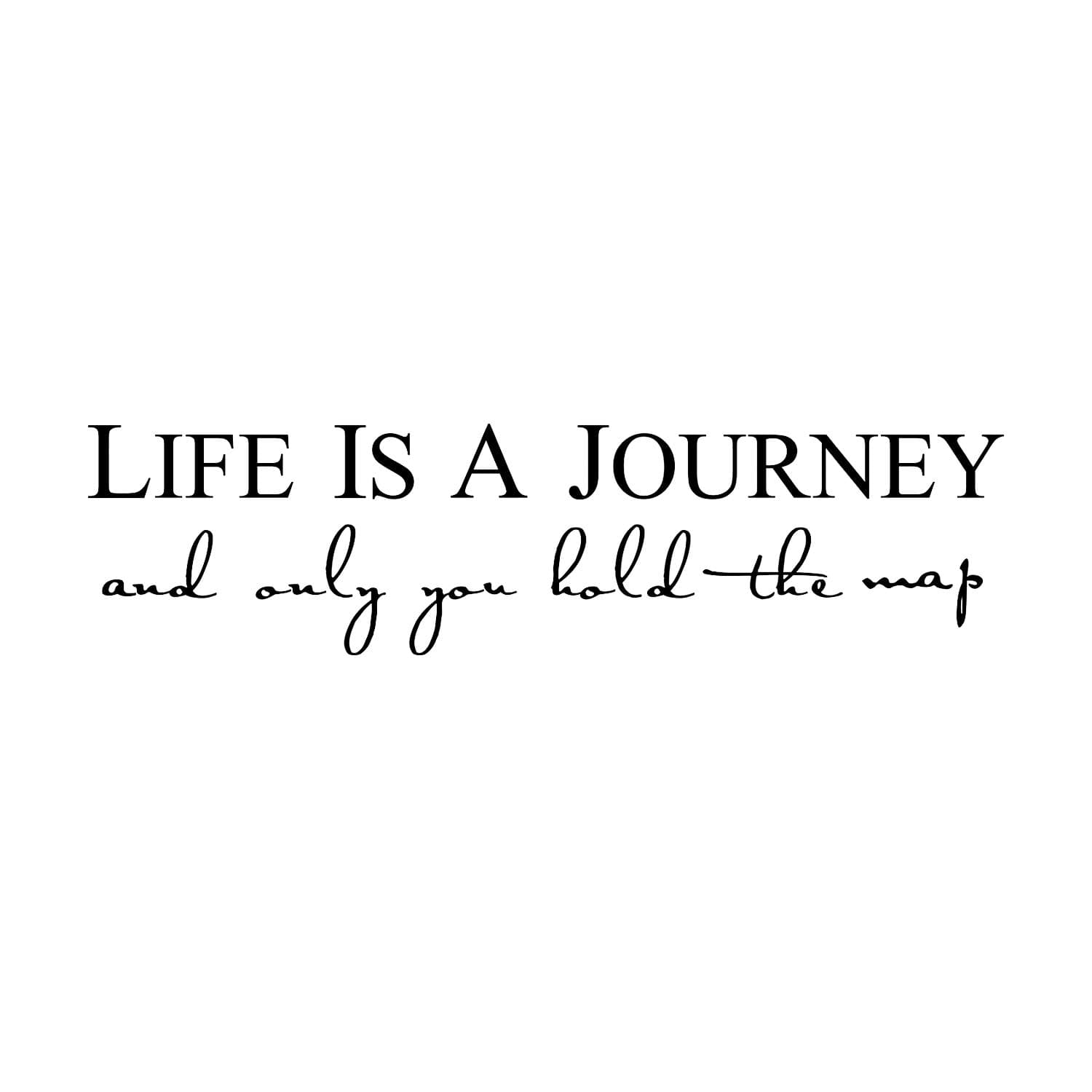 Life is a Journey and only You Hold The map Wall Stickers Home Decor, Quote Decal Lettering Removable Vinyl Art Decoration (9.1" X 36")