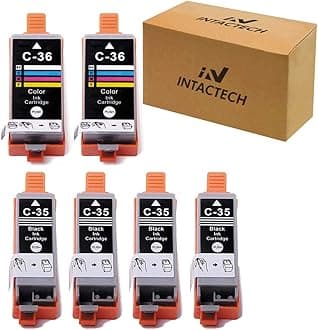 Intactech Compatible Canon PGI-35 CLI-36 Pixma iP110 iP100 Ink Cartridge Replacement for Canon 35 36 Use for PIXMA iP110 iP100 tr150 mini260 mini320 Printers (4X PGI-35 Black, 2X CLI-36 Color, 6 Pack)