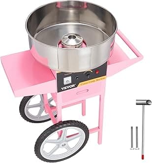 VEVOR - 1000W Cotton Electric Candy Machine Cart with Stainless Steel Bowl, Sugar Spoon and Drawer, Perfect for Home, Carnival, Kids Birthday, Family Party, Pink