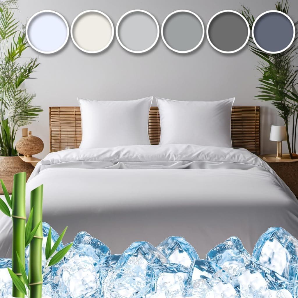 Vegan Silk - Cooling Bedsheet Set - Queen Size, 75% Viscose Derived from Bamboo, 25% Modal, White - Cool & Moisture Wicking for Hot Sleepers - Ultra Soft for Restful Sleep & Luxurious Feel