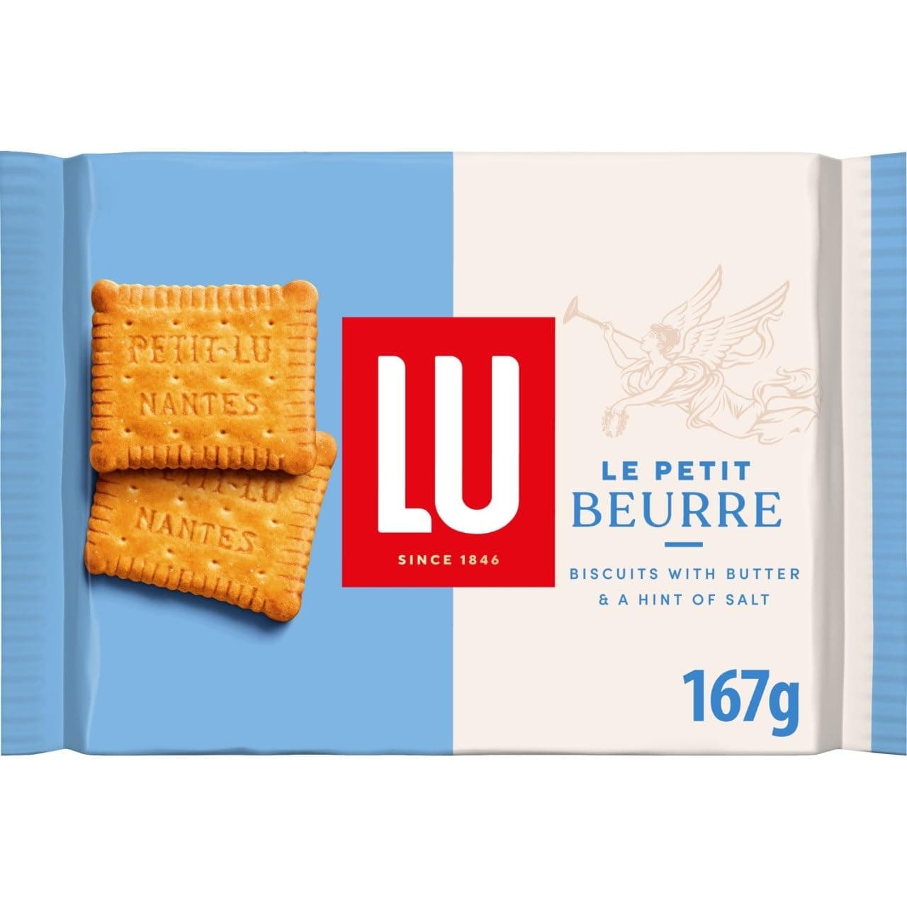 Le Petit Beurre Butter Biscuits, Classic French Biscuits With a Hint of Salt made with French Harmony Charter Wheat, Traditional Snack Packet 167 g (Pack of 1)