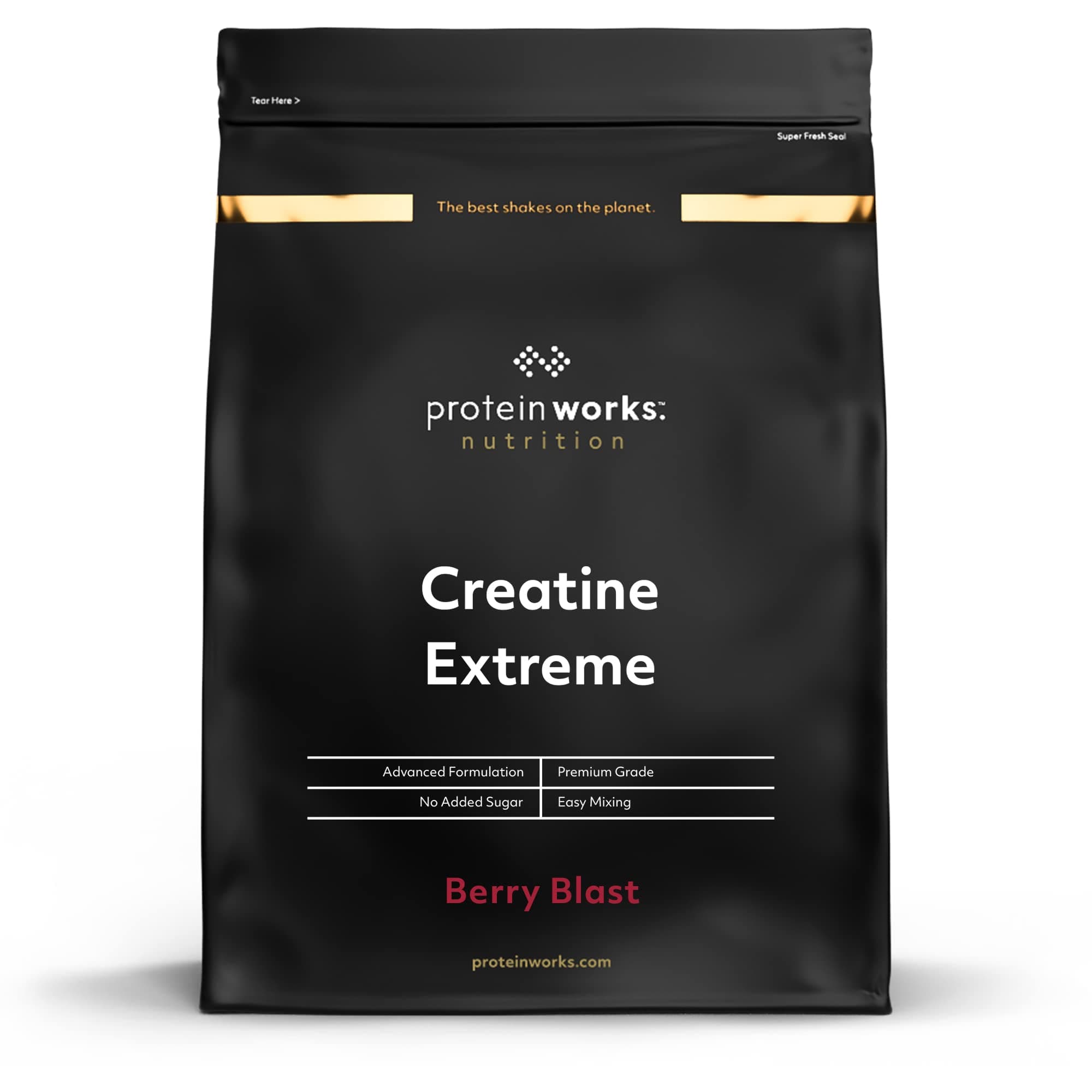 Protein Works - Creatine Extreme, Award-Winning 7g Superblend, Creatine Monohydrate, Citrate, Pyruvate, Optimal 2.4g Beta-Alanine, Enhanced with Glycine, Taurine & Dextrose, Berry Blast, 400g