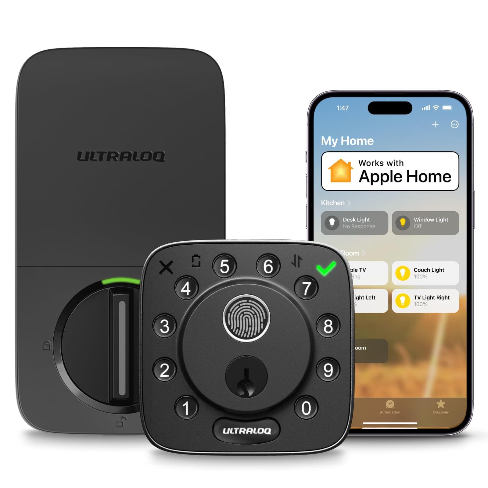 ULTRALOQ Bolt Fingerprint Smart Lock with Door Sensor, Built-in WiFi, Works with Apple Home, Alexa, Google, SmartThings, Keyless Entry Deadbolt with App, Code, Remote Control, Auto-Lock, BHMA Cert.