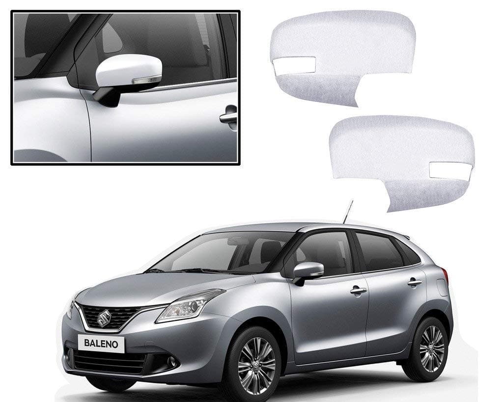 ABS Plastic Outside Mirror Chrome Cover Car Side Door Mirror Cap Left and Right Both Side Compatible for Maruti Suzuki Baleno (Set of 2)