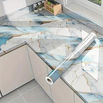 JB'S LAND Marble Waterproof Oil Proof Wall Paper Furniture Kitchen, Cabinets, Almirah,Tabletop,Plastic Table, WoodenTable,Wardrobe,PVCDIY Self Adhesive Sticker(60x200cm) (New Desing Golden Line Sky)