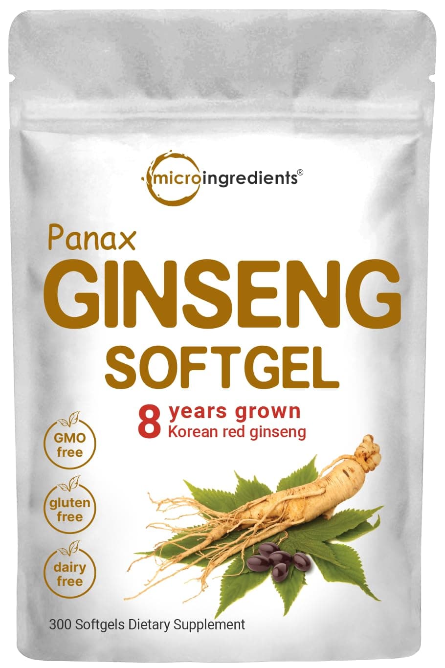 Micro Ingredients Red Panax Ginseng Supplement 300 Softgels | High Potency Korean Ginseng Root Extract| Supports Energy & Immune Health | Non-GMO*