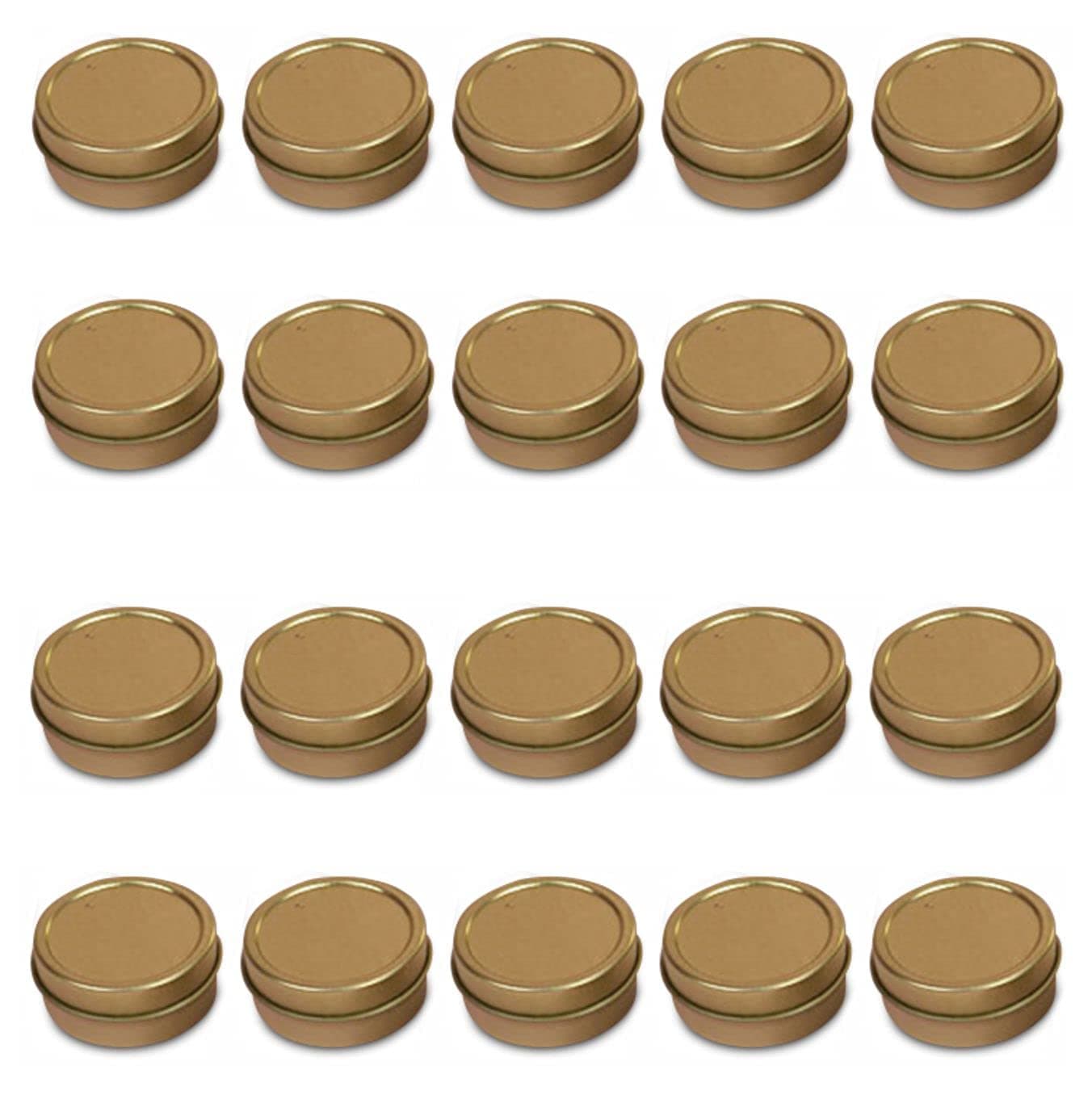 1/4oz & 1/2oz Empty Gold Slide Top Round Tin Containers for Lip Balm, Crafts, Cosmetic, Candles, Pocket Size (20, 1/2oz Tins)
