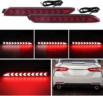 LED Rear Bumper Brake Tail Light Kit Dynamic Sequential Turn Signal Lamps for Toyota 2006-2014 Cmary,05-06 Wish,12-15 Innova,Lexus GX470 2003-2009