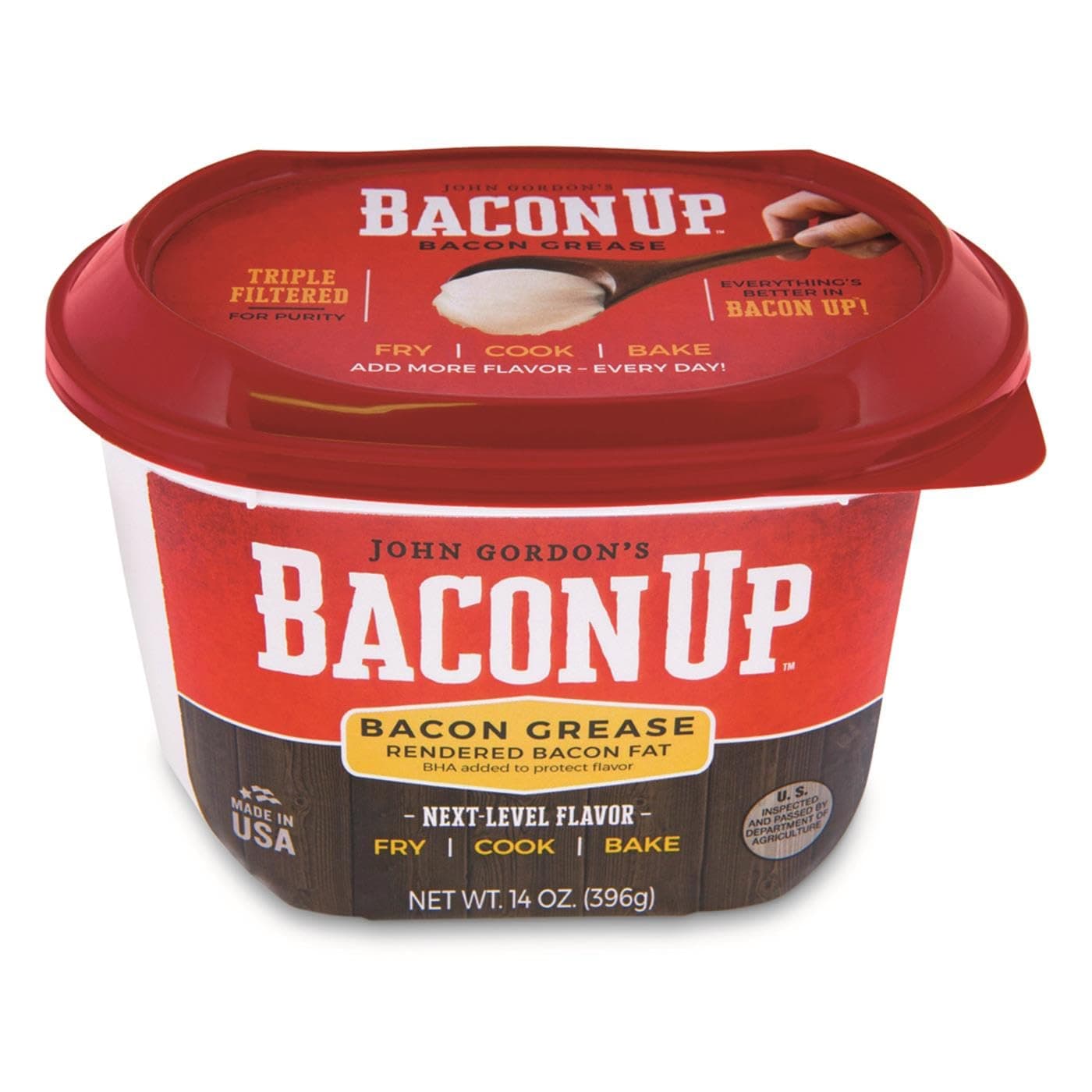 Bacon Up Bacon Grease Rendered Bacon Fat for Frying, Cooking, Baking, 14 ou