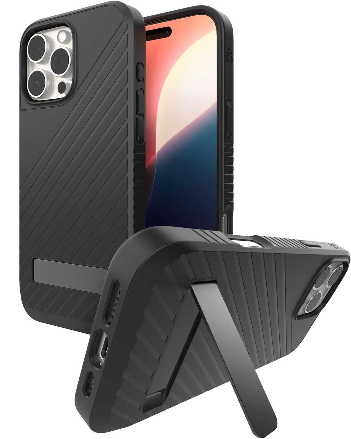 ZAGGDenali Snap with Kickstand for iPhone 16 Pro Max - 16ft Drop Protection, MagSafe Compatible, Graphene Reinforced, Dual Layer Protection, Recycled Materials, Black