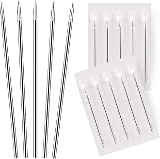 BodyJ4You 10PC Piercing Needles Surgical Steel 12G Ear Nose Tongue Nipple Eyebrow Labret Genital
