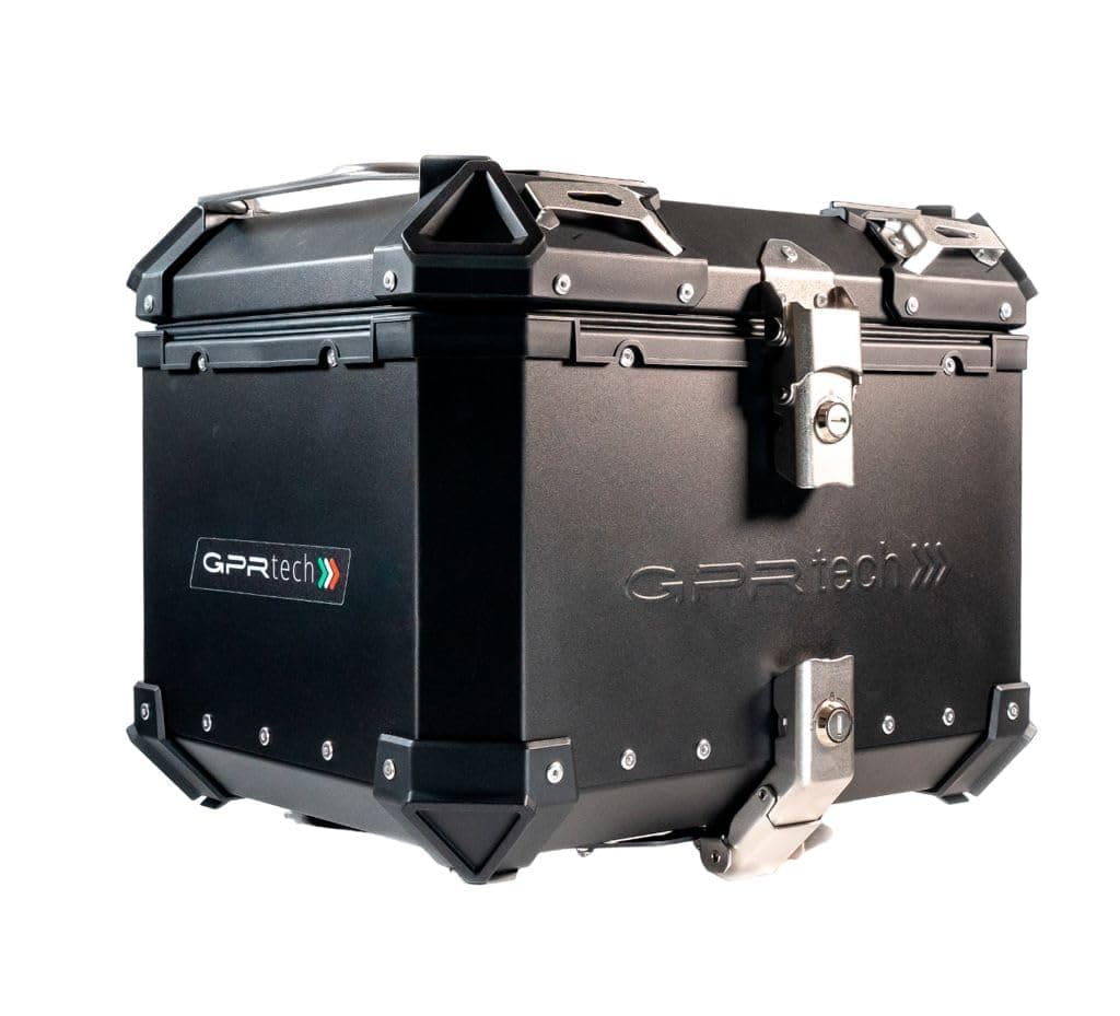 Top Case GPR TECH 800 Mt Sport 2022/2023 e5 TOP CASE ALPI-TECH 35 LT. BLACK Top case in aluminum, black silver color with specific plate included Capacity 35 LT.