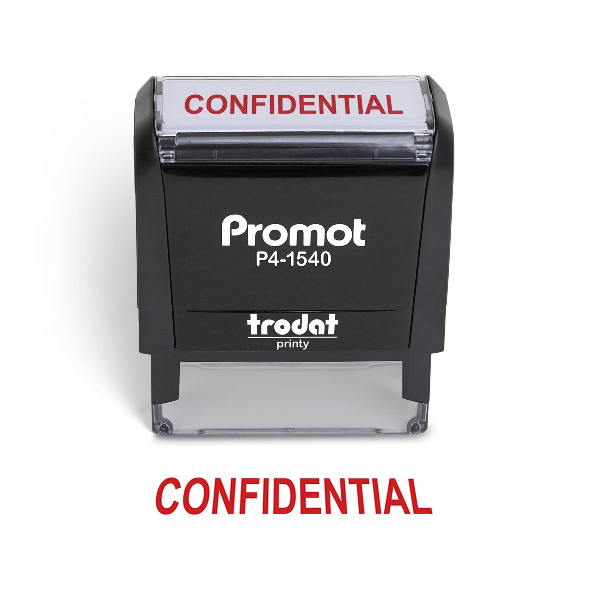 Promot Confidential Self Inking Rubber Stamp - Refillable Office Stamps - Business, Bookkeeping, Ordering, Accounting, Work, Notary Stamper - Red Ink