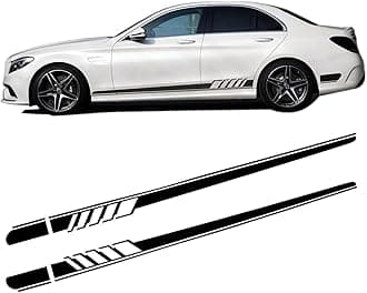 Arwrilt 2 PCS Racing Stripes Side Body Decals, 7.38ft Personalized Sports Side Skirt Decals, Waterproof Long Stripes Side Skirt Stickers, Universal Decorative Accessories for Most Cars (Black)
