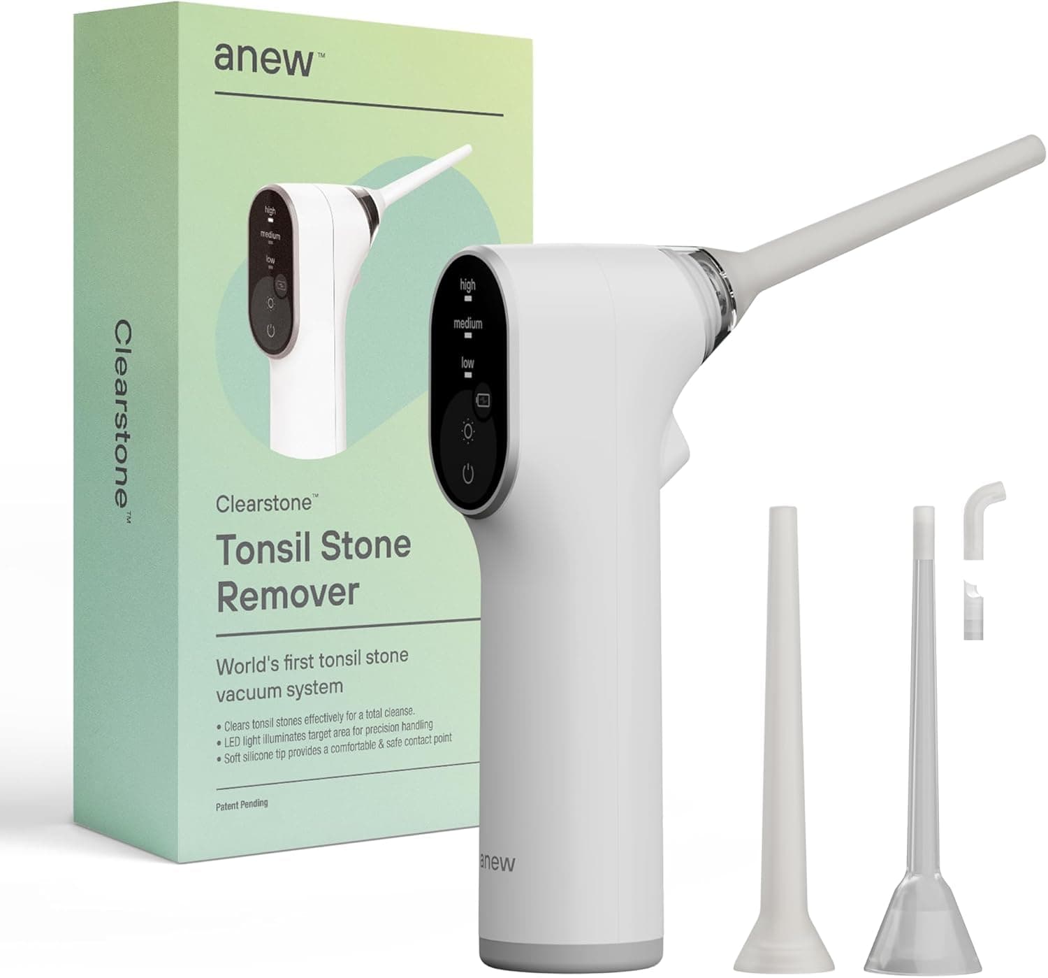 Electronic Vacuum Tonsil Stone Remover with LED Guidance Light - Hassle-Free Instant Suction - Tonsil Stone Removal Kit - Patent Pending - ENT Doctors Approved