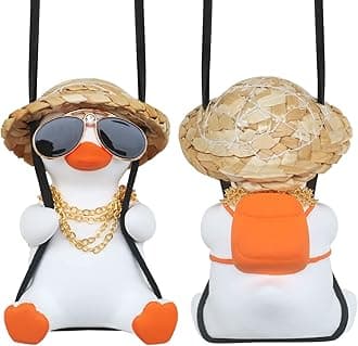 Rear View Mirror Accessorie Car Duck Decor Truck Rearview Hanging Ornament Things for Women Men Swinging Ducks Charm Automotive Interior Gadgets Easter Decorations Ducks Gifts for Dad Mom Her Him