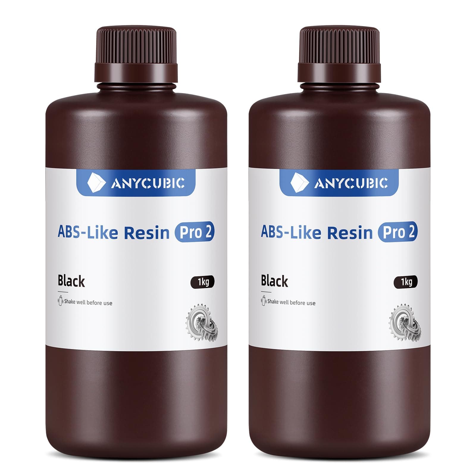 ANYCUBIC ABS-Like 3D Printer Resin Pro 2, Stronger and Tougher, High Precision and Long-Lasting, Low Odor, Wide Compatibility for All LCD Resin 3D Printers (Black+Black, 2kg)