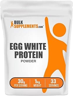BulkSupplements.com Egg White Protein Powder - Egg White Powder, Lactose Free Protein - Unflavored & Dairy Free, 30g per Serving, 1kg (2.2 lbs) (Pack of 1)