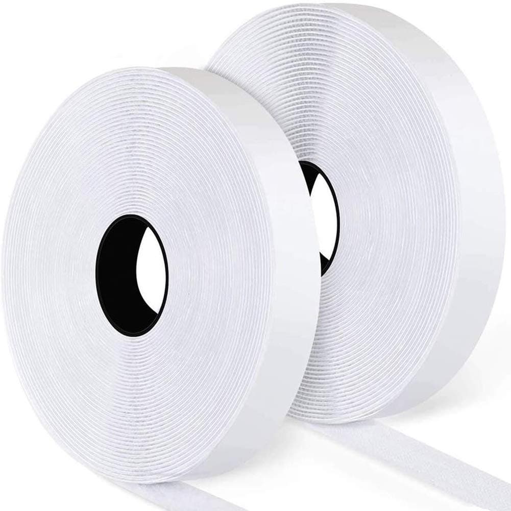 27Ft x 1 Inch Self Adhesive Strips, Heavy Duty Strong Back Sticky Fastening Tape,Nylon Fabric Fastener Mounting Tapes for Sewing, Crafting,DIY- Indoor or Outdoor Use (White)