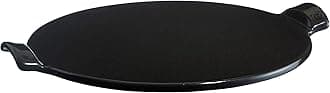 Emile Henry Made in France Flame Top Pizza Stone, Black. Perfect for Pizzas or Breads. In the Oven, On Top of the BBQ. Safe up to 750 degrees F. 100% Natural Clay, Glazed Surface. Easy to Clean.