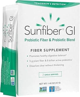 Tomorrow's Nutrition Sunfiber GI 7-Day Kit, Prebiotic Fiber & Probiotics, 5g Prebiotic Fiber & 8 Billion Probiotics Per Serving, Low FODMAP, 7 Packets, Unflavored