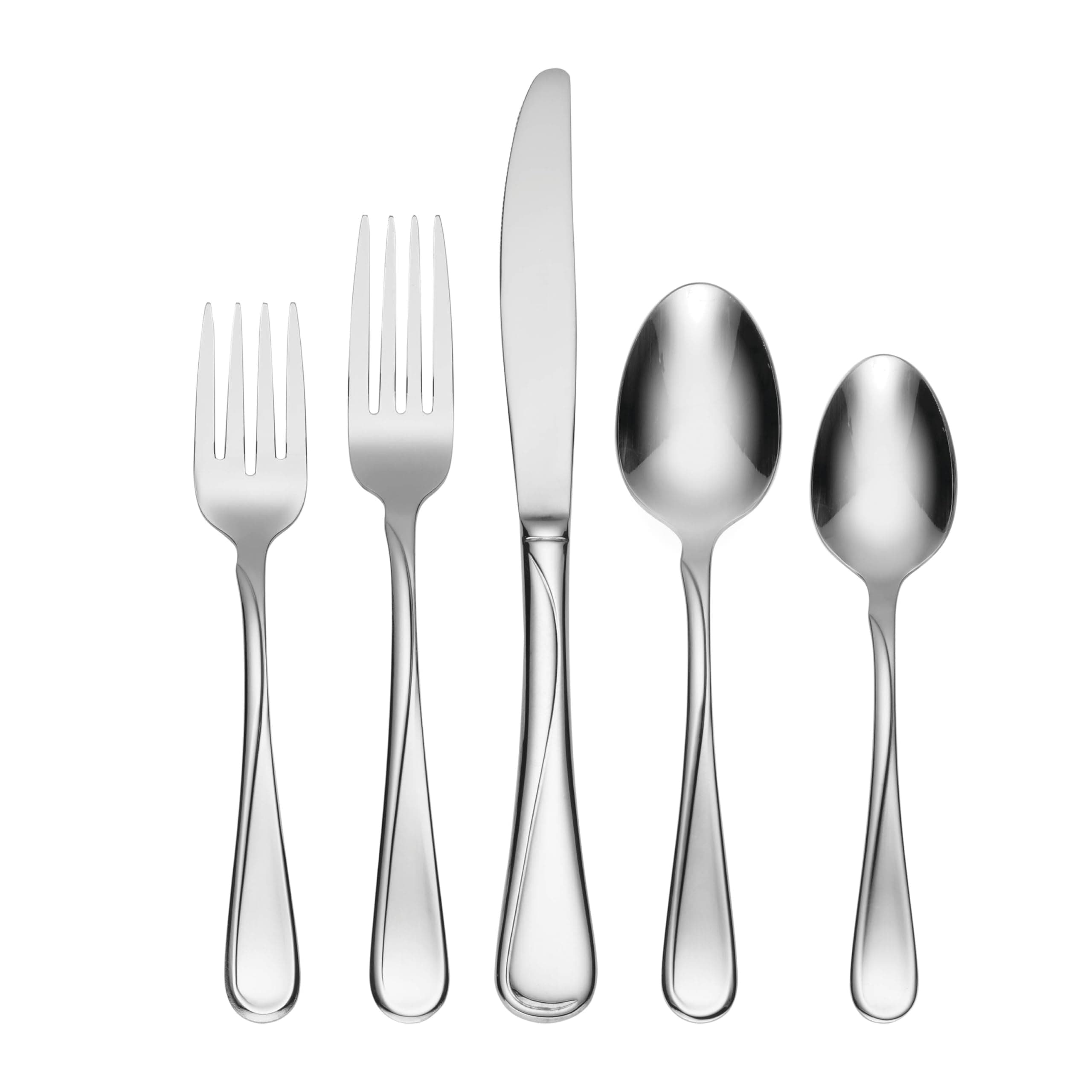 Silverware Set For 8, Flight 45-Piece Everyday Flatware Set with Serving Utensils, Service For 8, 18/0 Stainless Steel, Dishwasher Safe, Knives Spoons and Forks Set, Dining (Silver, 45 pieces)