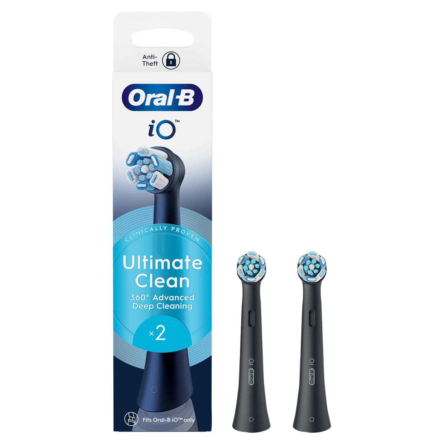 Oral B ORIGINAL iO Electric Toothbrush Ultimate Clean Replacement Brush Heads, Tuft-in-Tuft Bristle Technology, Pack of 2 Refills, For professional cleaning and gum health