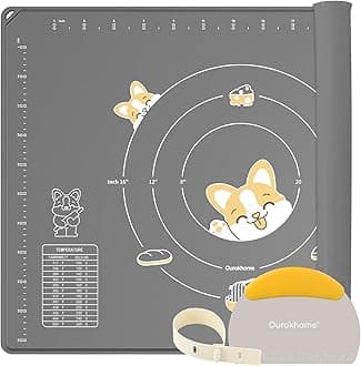 Ourokhome Silicone Baking Mat Sheet and Pastry Dough Cutter, 0.5 Inch Thick 32" X 24" BPA free Silicone Rolling Mat, Non-Stick and Anti-Slip, Dishwasher Safe (Gray)