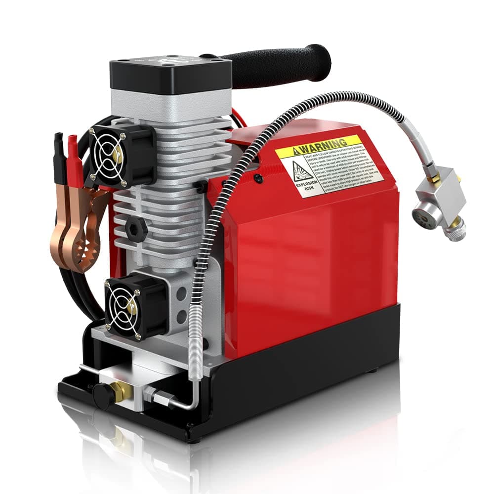 GX PUMP GX-E-CS2 Portable PCP Air Compressor, 4500Psi/30Mpa, Oil-Free,Powered by Car 12V DC or Home 110V AC with Converter (Included), Paintball Tank Compressor with Extra Moisture-Oil Separator