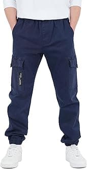 CAMLAKEE Kids Boys Elasticated Waist Slim Fit Cargo Joggers