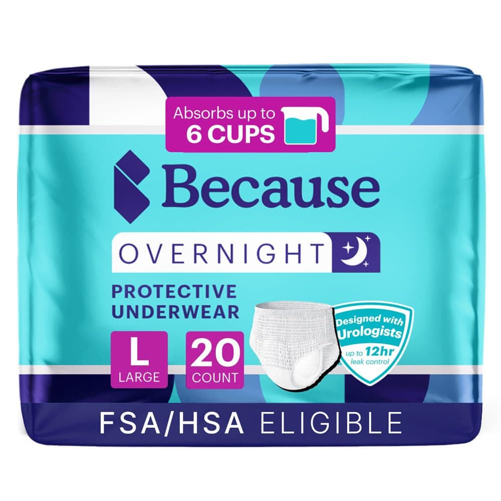 Overnight Absorbency Pull Ups - Adult Disposable Incontinence Underwear, Extra Absorbent Nighttime Briefs for Men and Women, White, Large, 20 Count