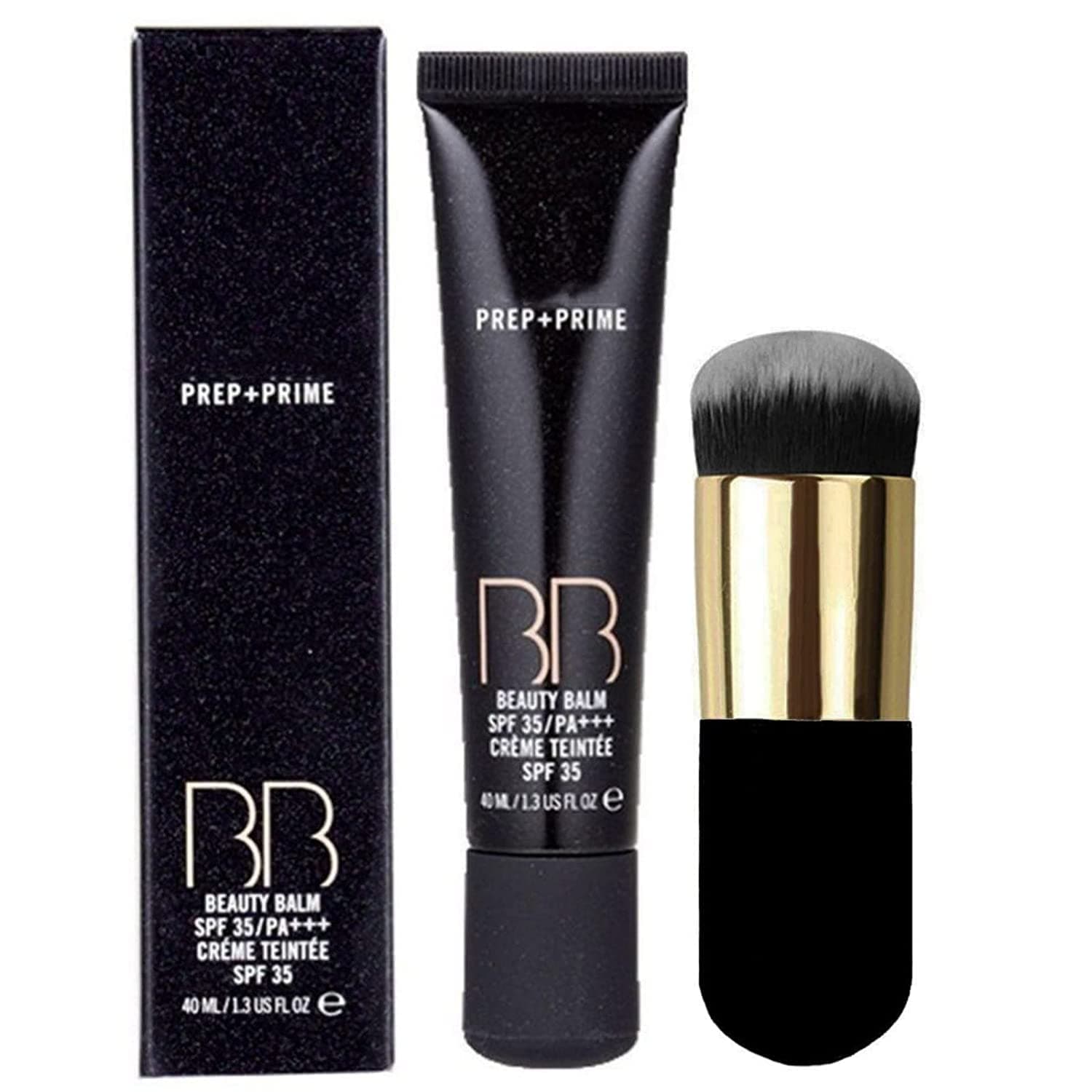 OROMAC Prep+Prime BB Beauty Balm SPF 35 Foundation With Bristle Makeup Foundation Brush for Face Makeup For All Type Of Makeup Set Of 2