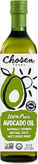Chosen Foods 100% Pure Avocado Oil 25.3 oz, Non-GMO, for High-Heat Cooking, Frying, Baking, Homemade Sauces, Dressings and Marinades, 750ml (Pack of 1)