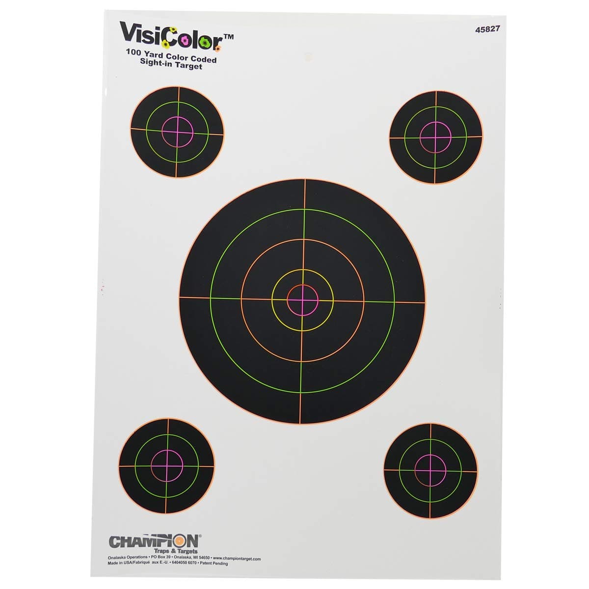 Champion VisiColor Sight-In Target with 4 Extra Bulls (Pack of 10)