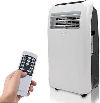 SereneLife SLACHT108 SLPAC 3-in-1 Portable Air Conditioner with Built-in Dehumidifier Function,Fan Mode, Remote Control, Complete Window Mount Exhaust Kit, 10,000 BTU + HEAT, White