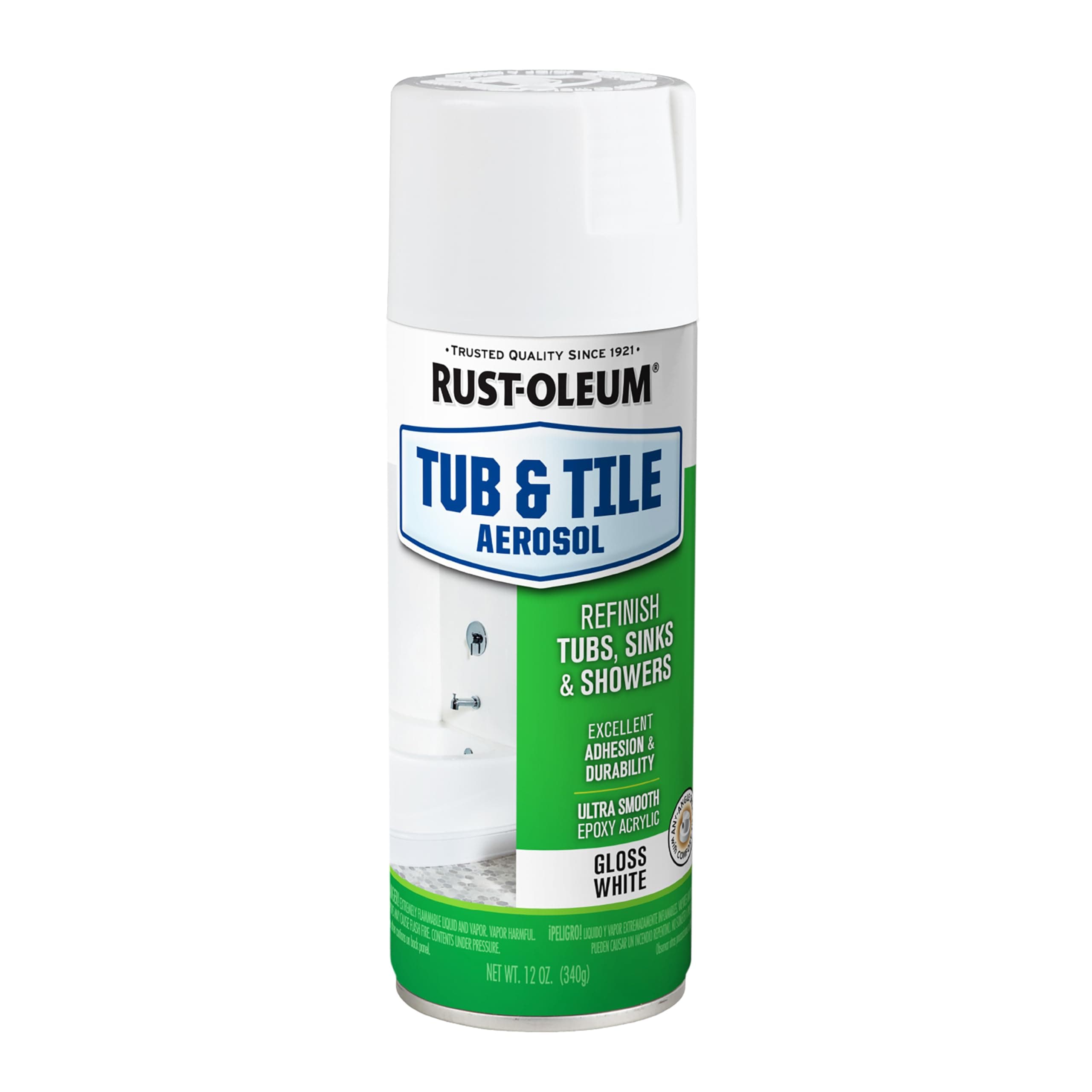 Rust-Oleum 280882 Specialty Tub and Tile Spray Paint, 12-Ounce, White