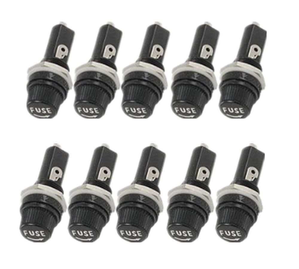 yuetonPack of 10 AC 15A 125V Black Electrical Panel Mounted Screw Cap Fuse Holder by Blovess