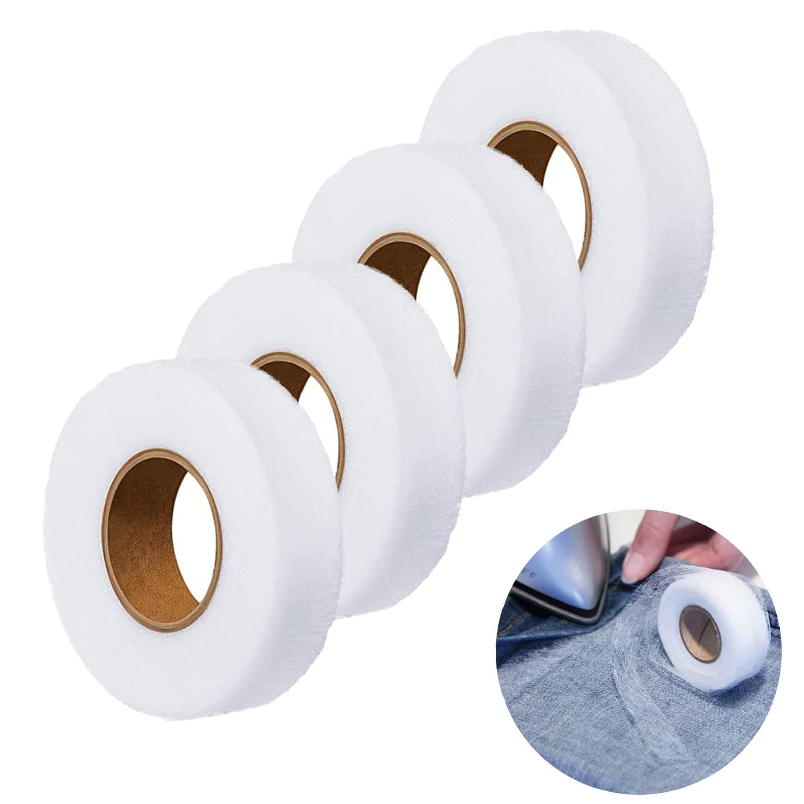 4 Rolls 280 Yards Iron On Hem Tape, Perfect for Hemming pants, No Sew Fabric Fusing Hemming Tape Adhesive Fusible Hemming Strip Double Side NO Sewing Fusing Tape for Clothes Jeans Curtains(White)