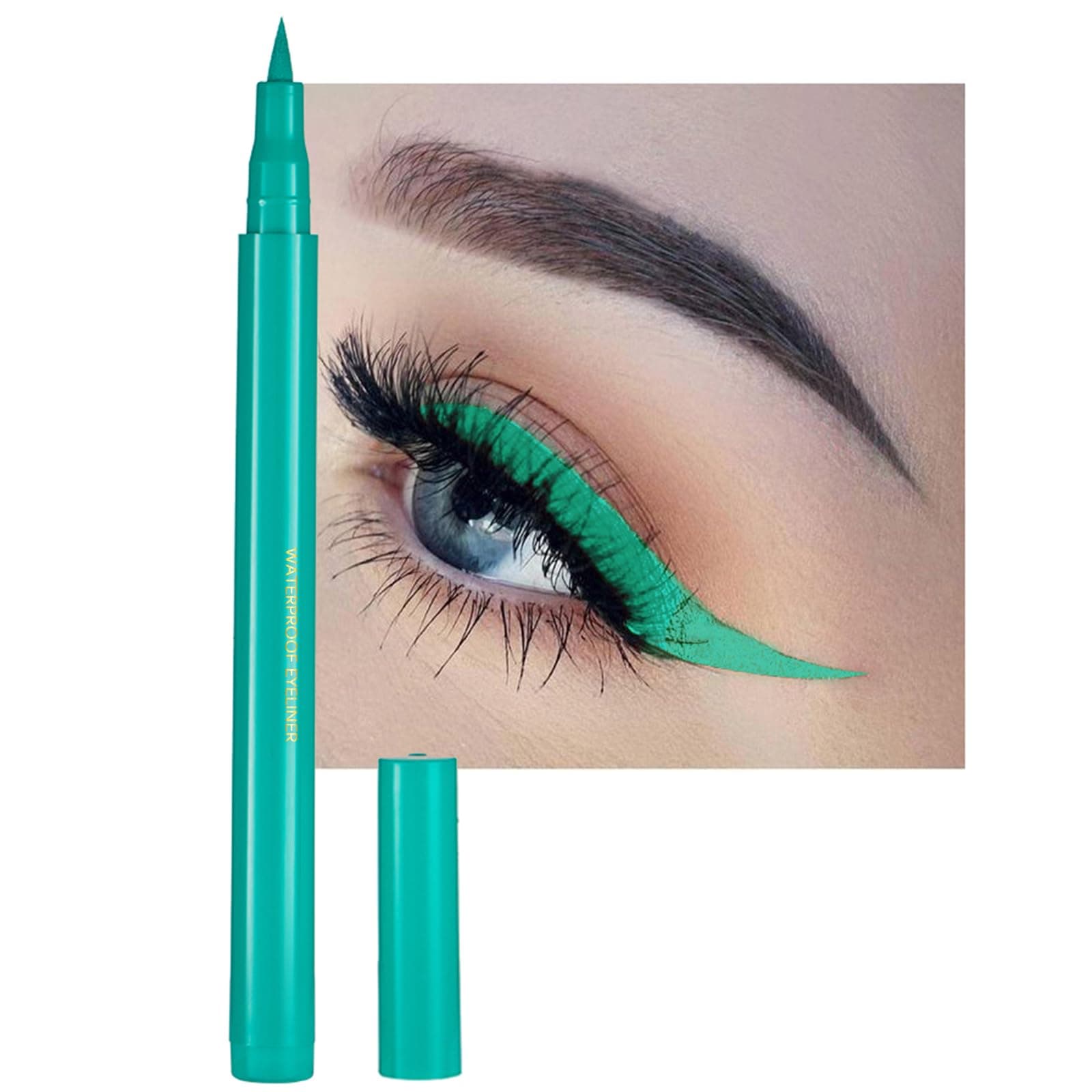 Liquid Eyeliner, Green Eyeliner Liquid, Long-lasting Colored Eyeliners, White Black Red Brown Green Purple Waterproof High-pigmented Colorful Eyeliners for Eye Makeup,1PC Green