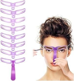 Eyebrow Stencils, Eyebrow Template, Eyebrow Shaping Kit,8 Styles Reusable Eyebrow Stencil with Handle and Strap, Washable