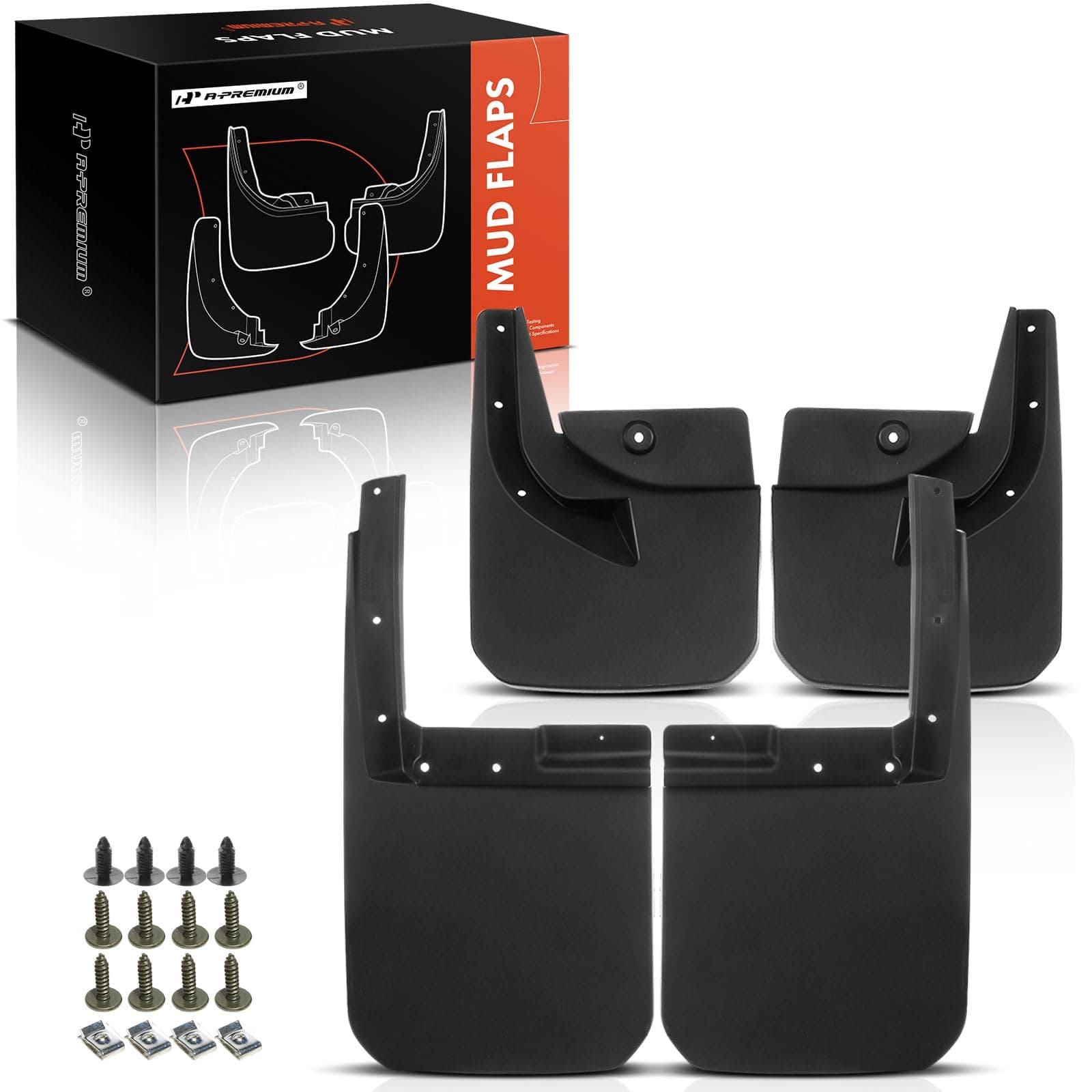 A-Premium Set of 4PCS Mud Flaps Splash Guards Mudguards Mudflaps with Hardware Kits Accessory Compatible with Jeep Wrangler 2019-2025, SUV 2/4-Door, Front and Rear
