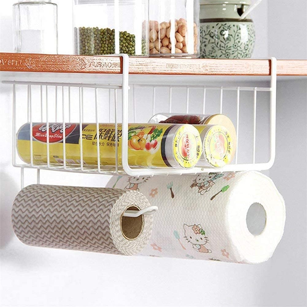 Bianco 12 Inch Multifunctional Kitchen Storage Basket Under Cabinet Storage Shelf Basket Wire Rack Organizer Versatile Durable Space Saving Convenient White Standard Pack of 1