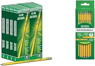 Ticonderoga Wood-Cased Pencils, Unsharpened, 96 Count & Pre-Sharpened, 18 Count