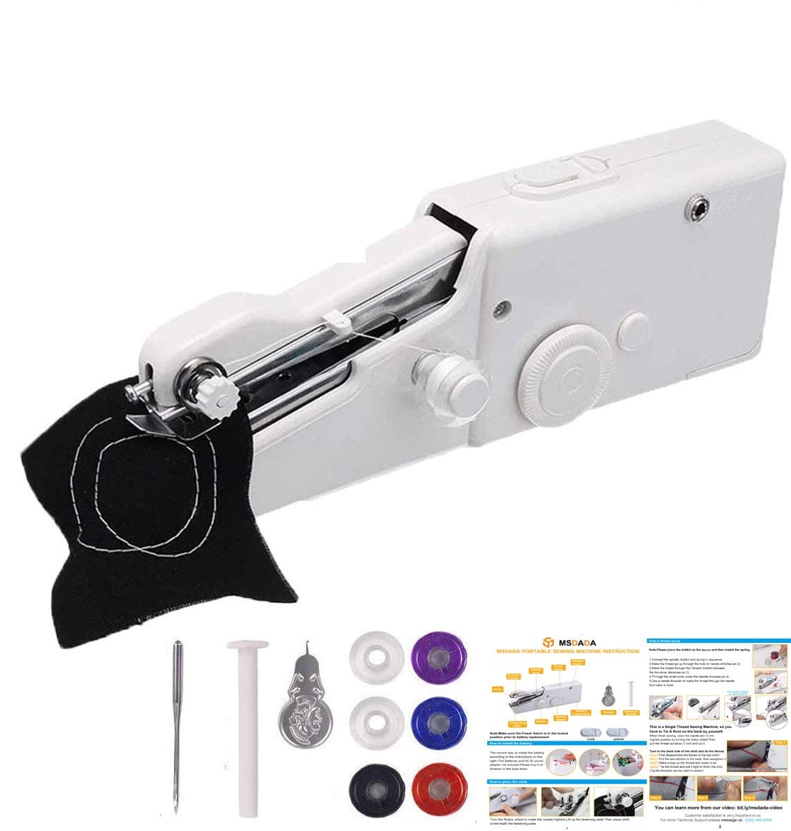 Mini Handheld Sewing Machine with Magnifying Glass, Portable Electric Stitch Machine Household Tool for for Fabric, Crafts,Clothing, Home Travel Use (Battery Not Included)