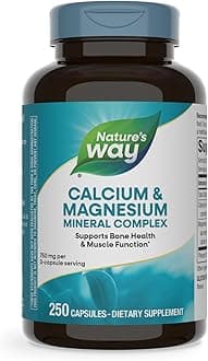Nature's Way Calcium & Magnesium Mineral Complex, Supports Bone Health & Muscle Function,* 750 mg per 3-Capsule Serving, 250 Capsules (Packaging May Vary)