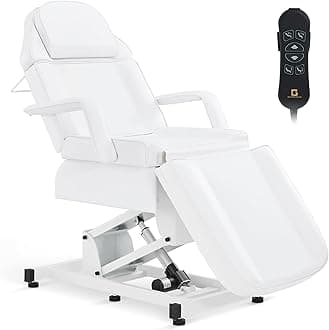 BarberPub Fully Electric Facial Bed with 3 Motor for Esthetician, Electric Tattoo Chair for Client, Facial Bed for Esthetician, Electric Adjustment 2751 (White)